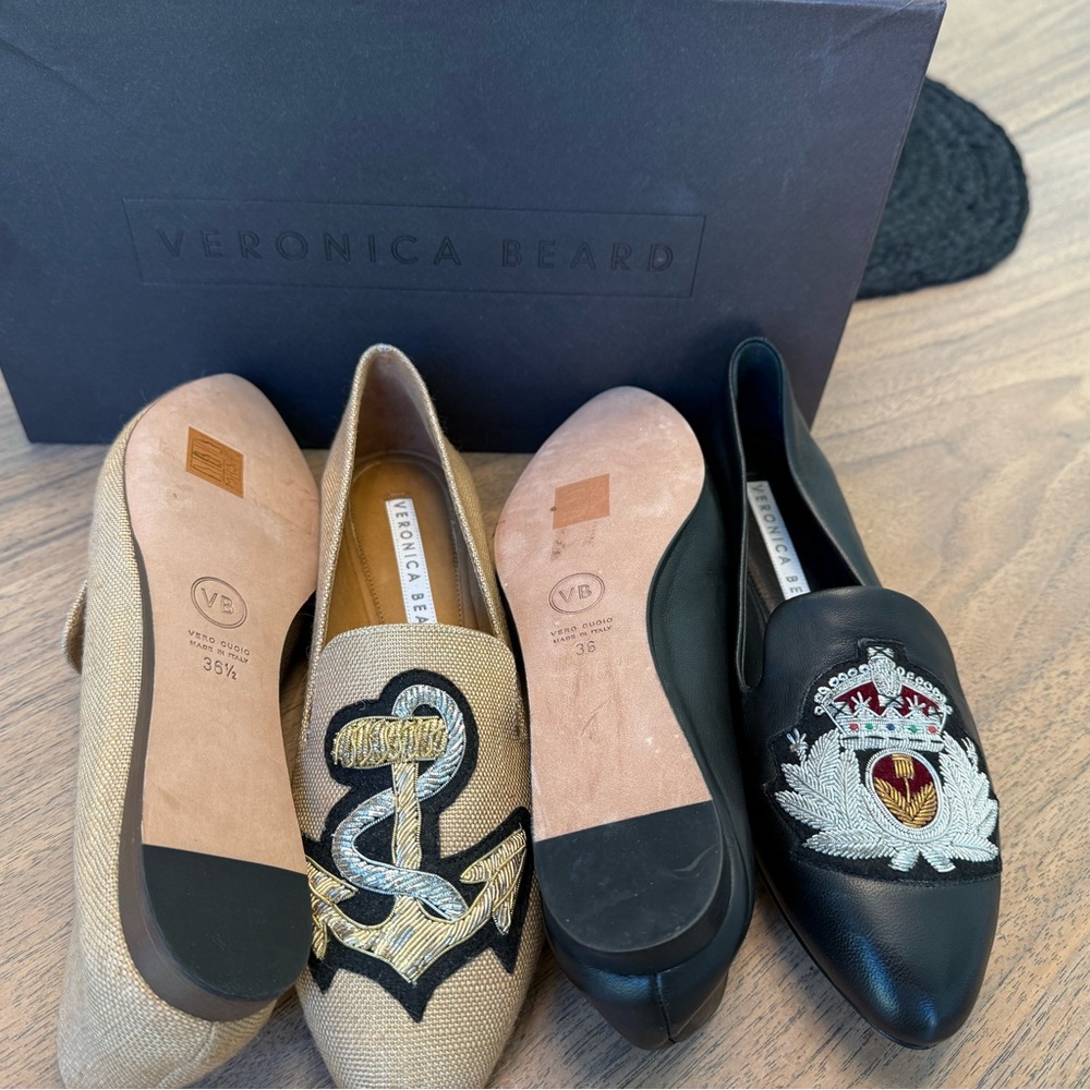 Veronica Beard  Black and Tan Embroidered Loafers NEW 1 Box original - Picture 10 of 10